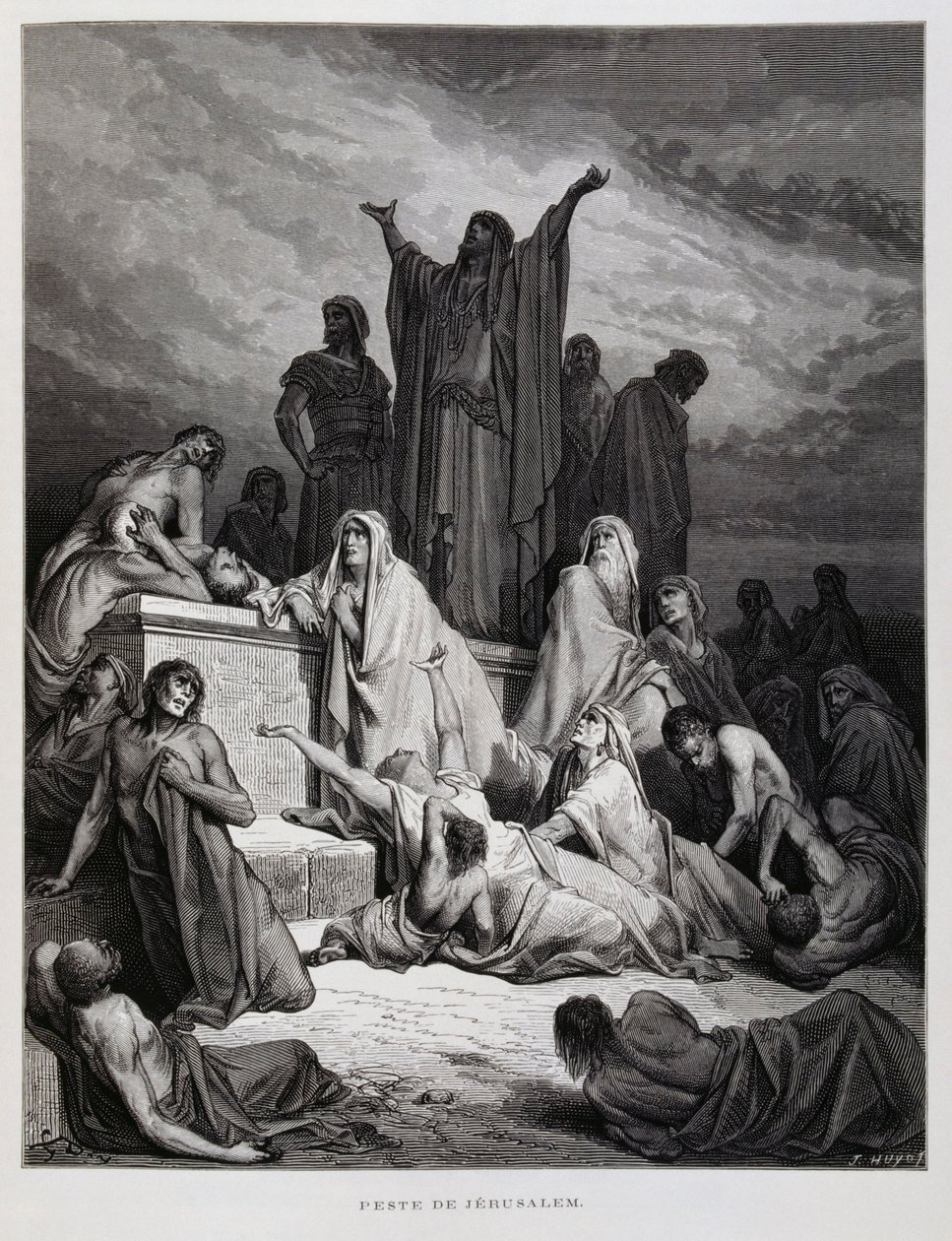 Mor udeřil v Jeruzalémě, Ilustrace z Doreho bible od Gustave Dore