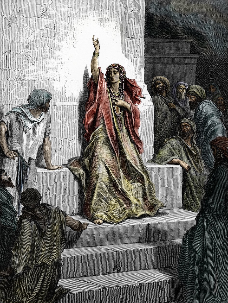 Prorokyně Debora (Prorokyně Debora) Rytina z „Bible“ ilustrovaná Gustavem Dorem (1832 - 1883) 1865 Soukromá sbírka od Gustave Dore