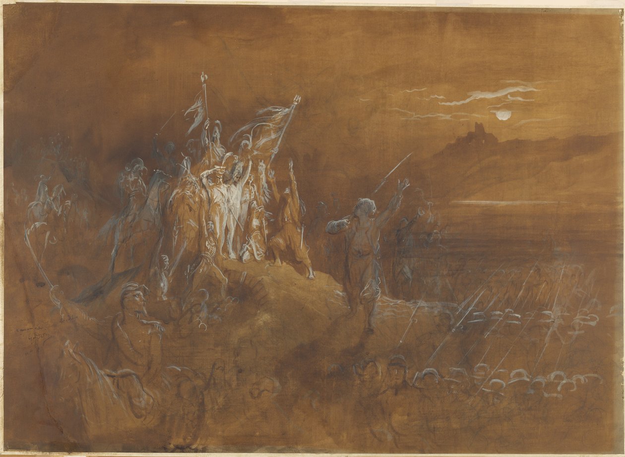 Odstíny francouzských vojáků z minulosti nabádají armádu k vítězství na Rýně od Gustave Dore