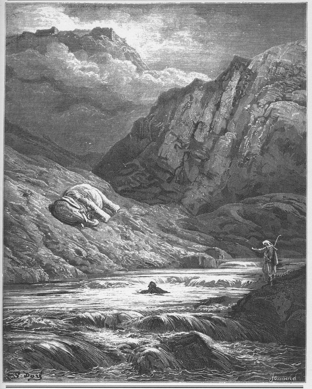 Dva dobrodruzi a talisman - DVA DOBRODRUŽSTE A TALISMAN - z "Bajek" od Jean de La Fontaine od Gustave Dore