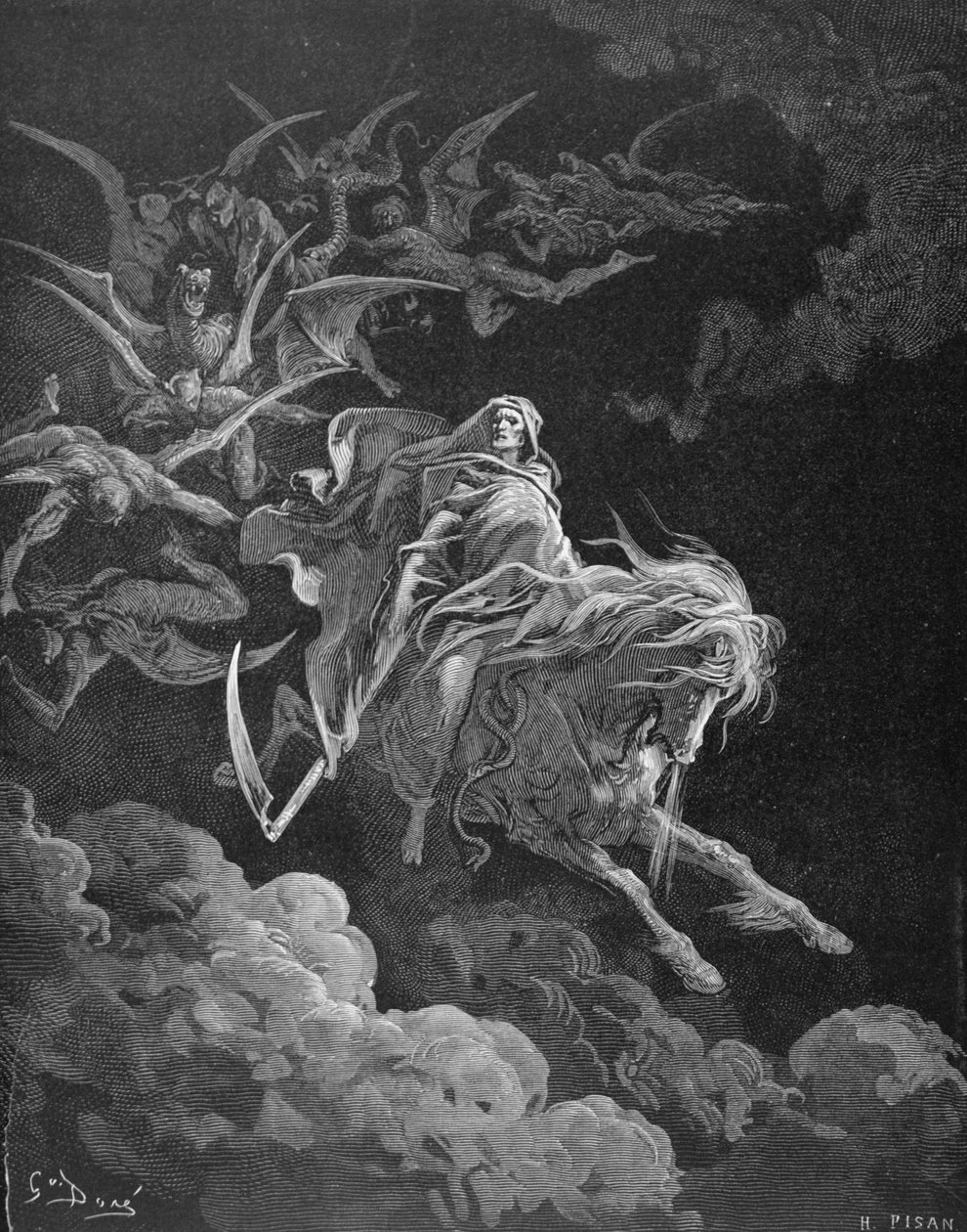 The Vision of Death, vyryl Heliodore Joseph Pisan (1822-90) kolem roku 1868 od Gustave Dore