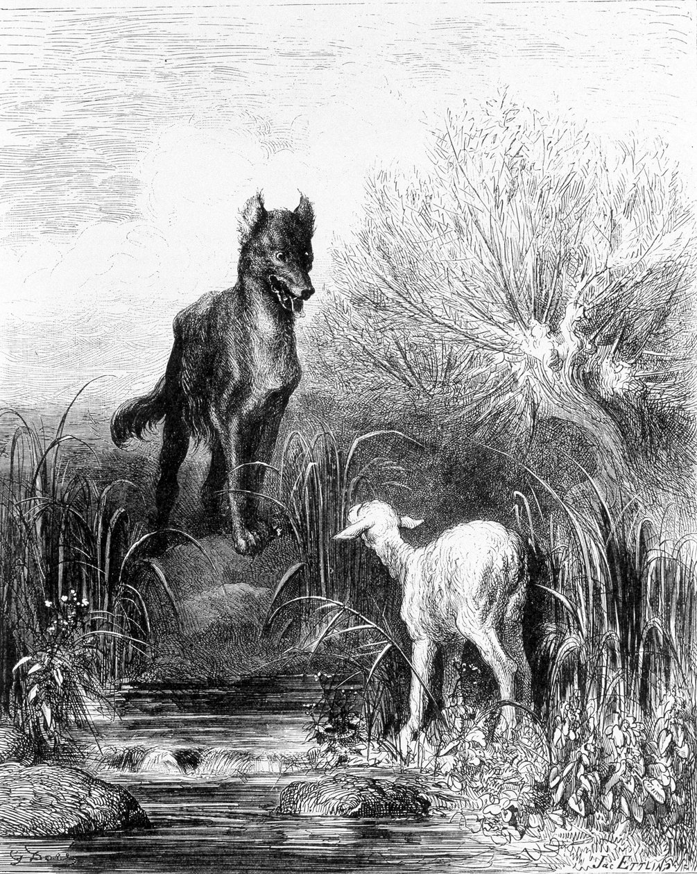 Bajky o vlku a jehněti z La Fontaine od Doré od Gustave Dore