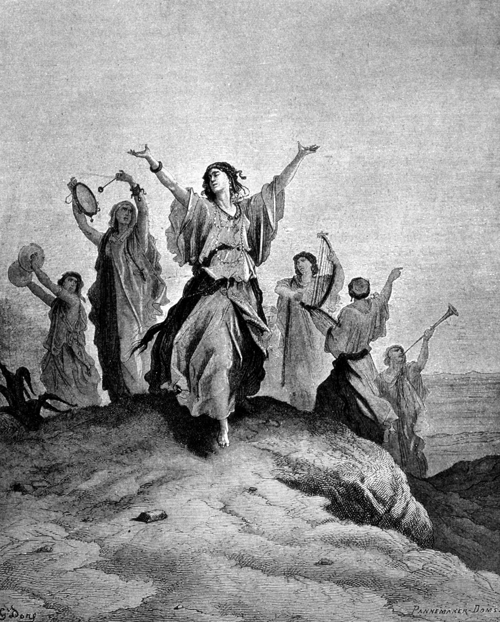 Dcera Jefty, soudce Izraele, šla svému otci naproti. Ilustrace Gustave Doré. Rytina 19. století. od Gustave Dore