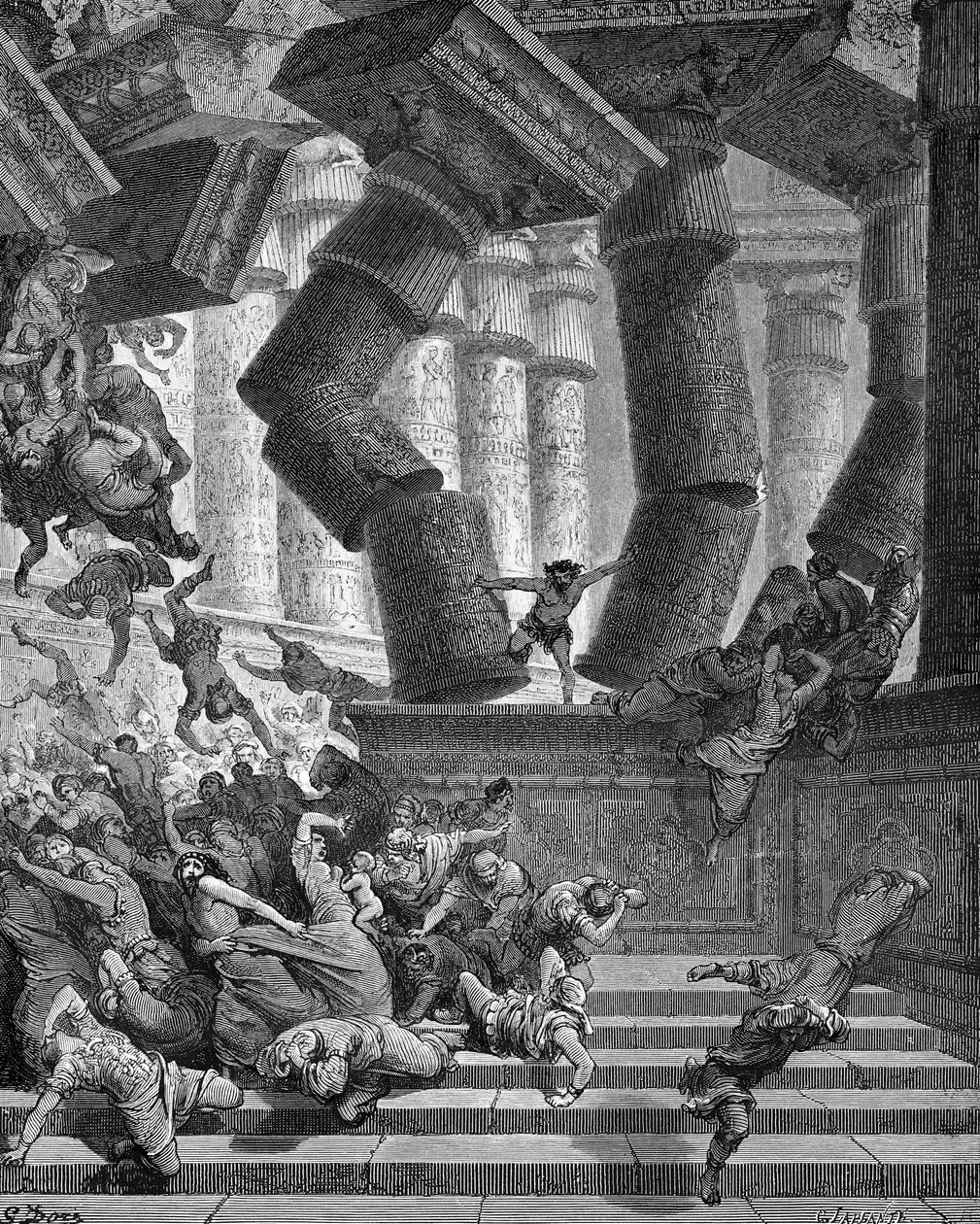 Samsonova smrt - Bible od Gustave Dore