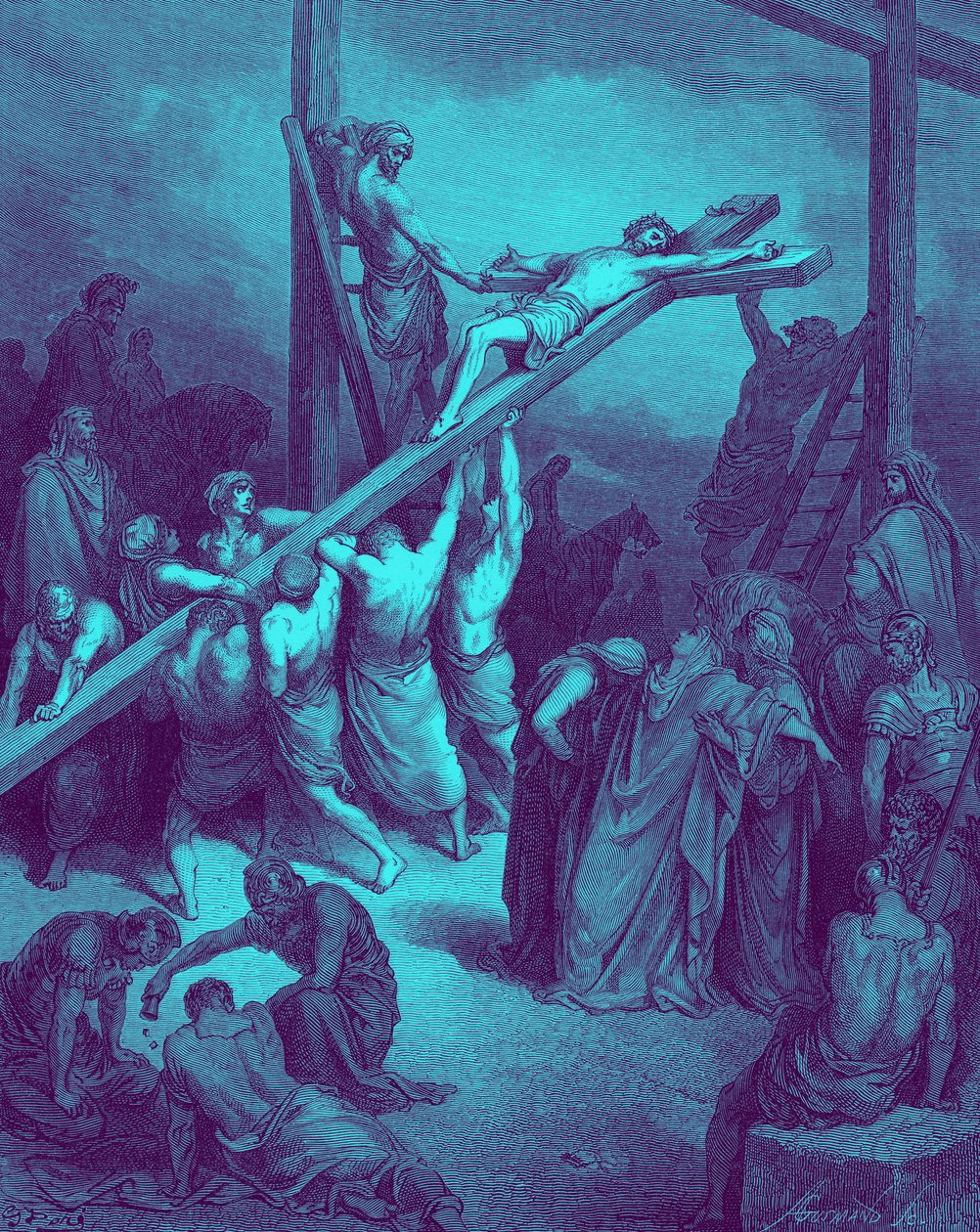 Vztyčení kříže - Bible od Gustave Dore