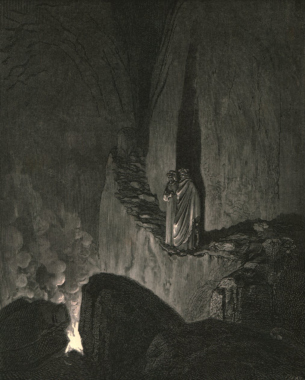 Průvodce, který poznamenal, jak se dívám pozorně, tak začal, c1890. od Gustave Dore