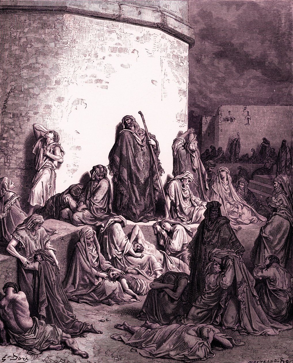 Lidé truchlí nad Jeruzalémem, od Doré - Bible od Gustave Dore