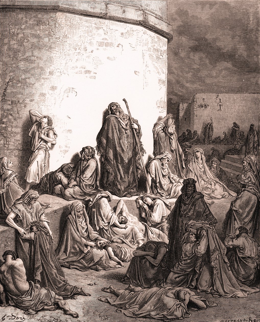 Lidé truchlí nad Jeruzalémem, Gustave Doré. - Bible od Gustave Dore