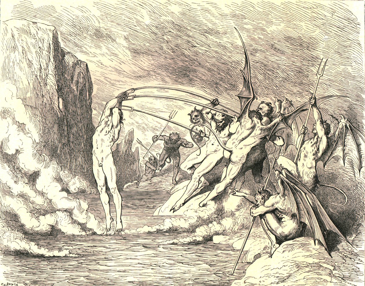To řeklo, že ho zachytili více než stovkou háků, c1890. od Gustave Dore