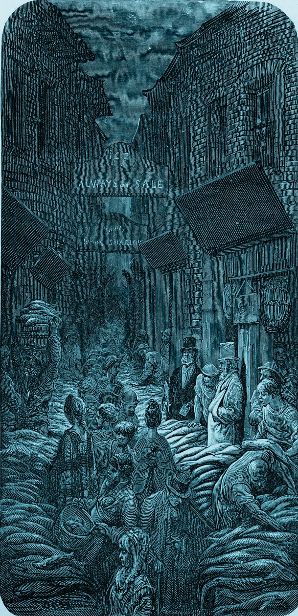 Rytina Viktoriánského rybího trhu od Gustava Doré od Gustave Dore