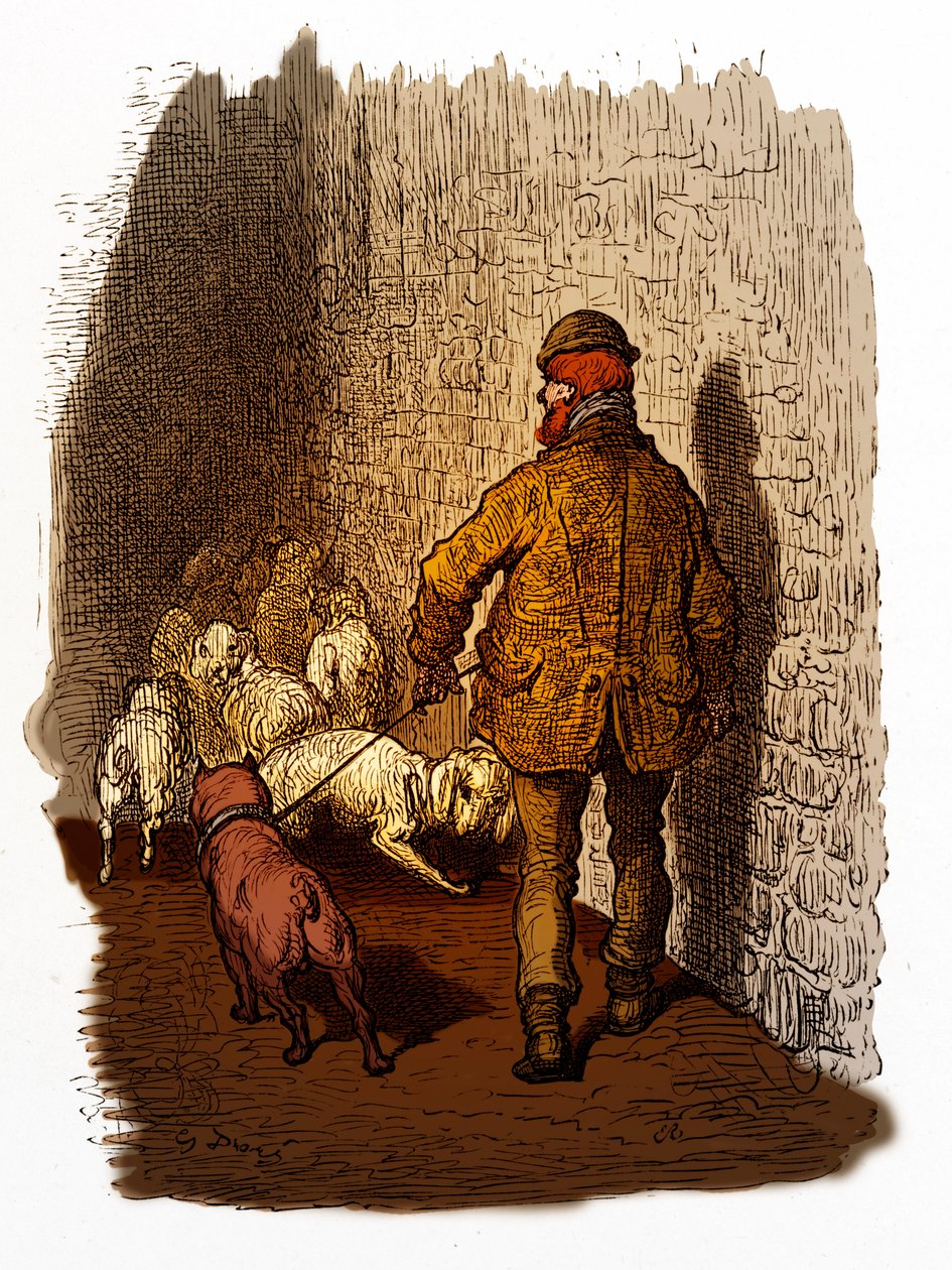 Rytina viktoriánských londýnských doků od Gustava Doré od Gustave Dore