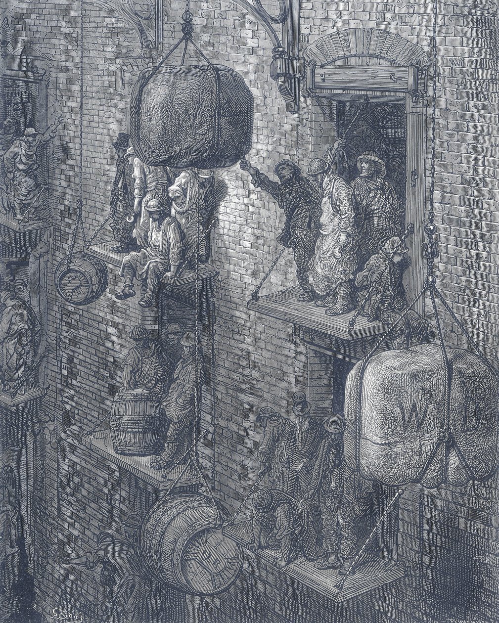 Sklady v Londýně. Od Gustava Doreho a Blancharda Jerrolda Londýn: A Pilgrimage London 1872. od Gustave Dore