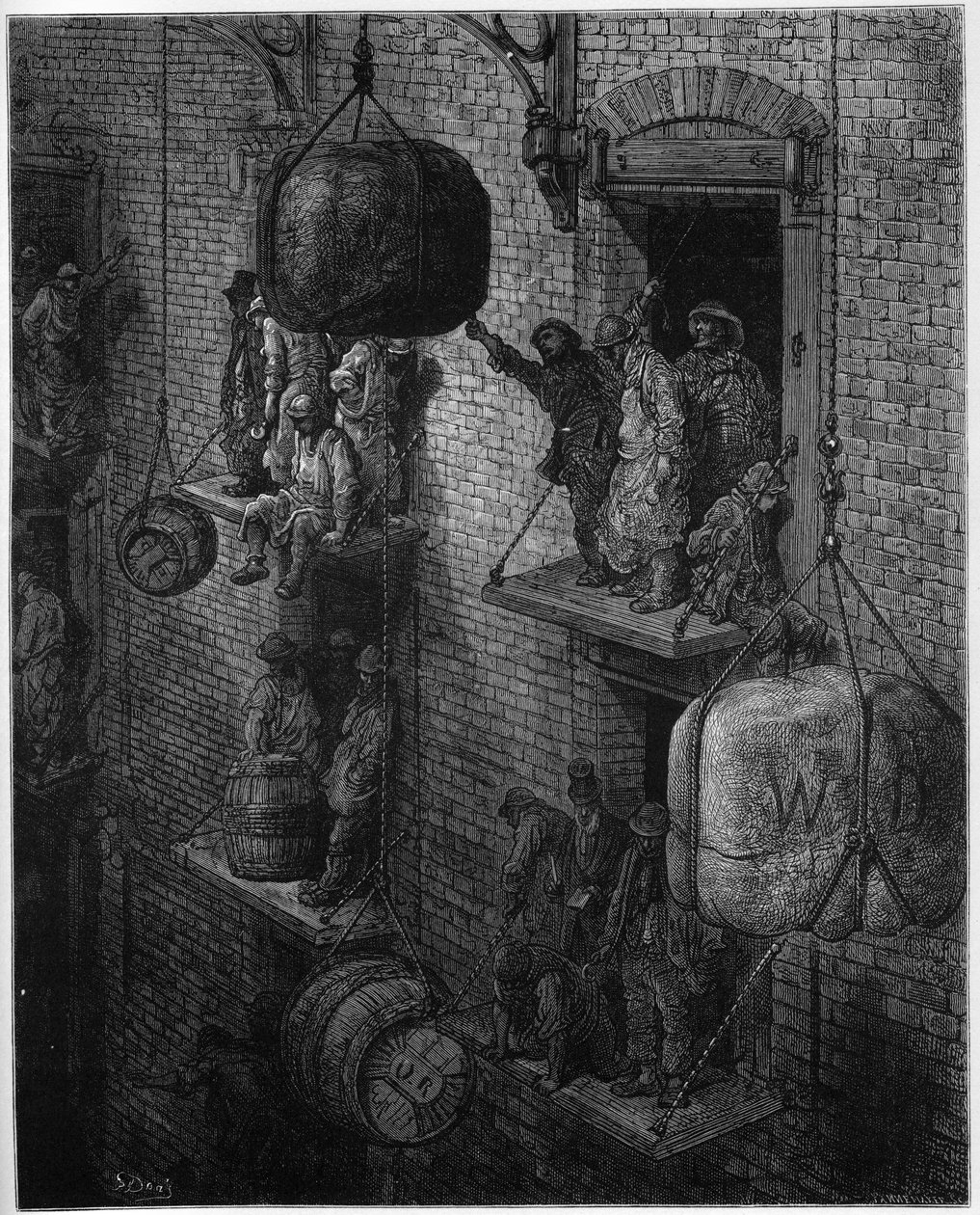 Skladování ve městě – z „Londýna, pouť“, napsal William Blanchard Jerrold (1826-94) – ilustrace Gustave Dore – 1872 – od Gustave Dore
