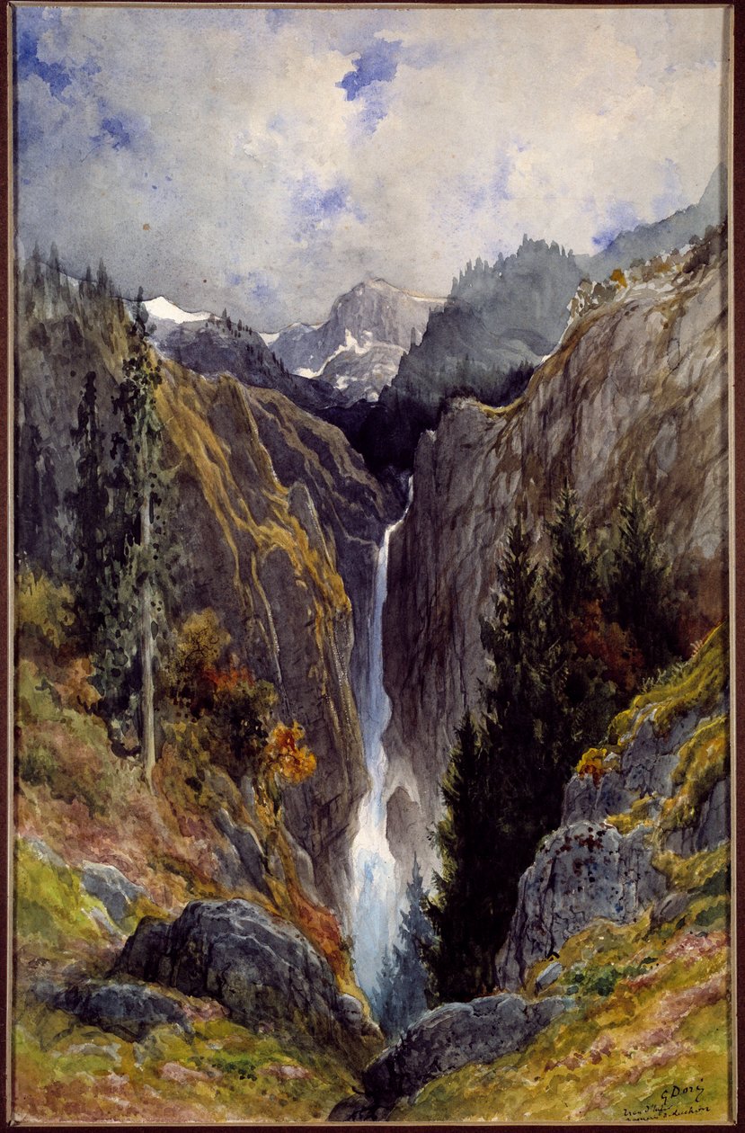 Vodopád pekelné díry v údolí Lys. Obraz Gustava Dore (1832-1883) od Gustave Dore