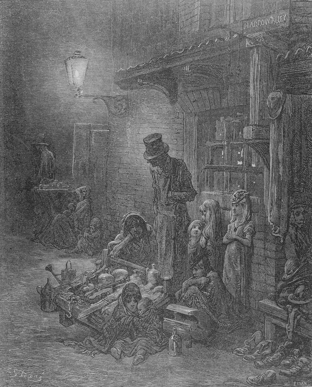 Wentworth Street, Whitechapel, z knihy "Londýn: Blancharda Jerrolda (1826-84), vyryl Heliodore Joseph Pisan (1822-90), vydáno 1872. od Gustave Dore