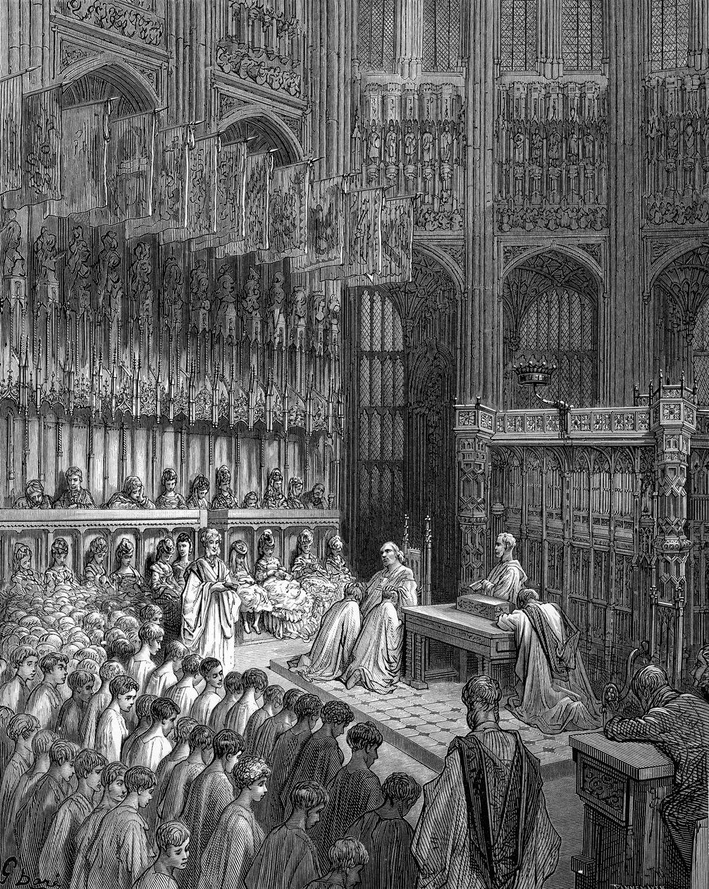 Westminsterské opatství – potvrzení Westminster Boys od Doré od Gustave Dore