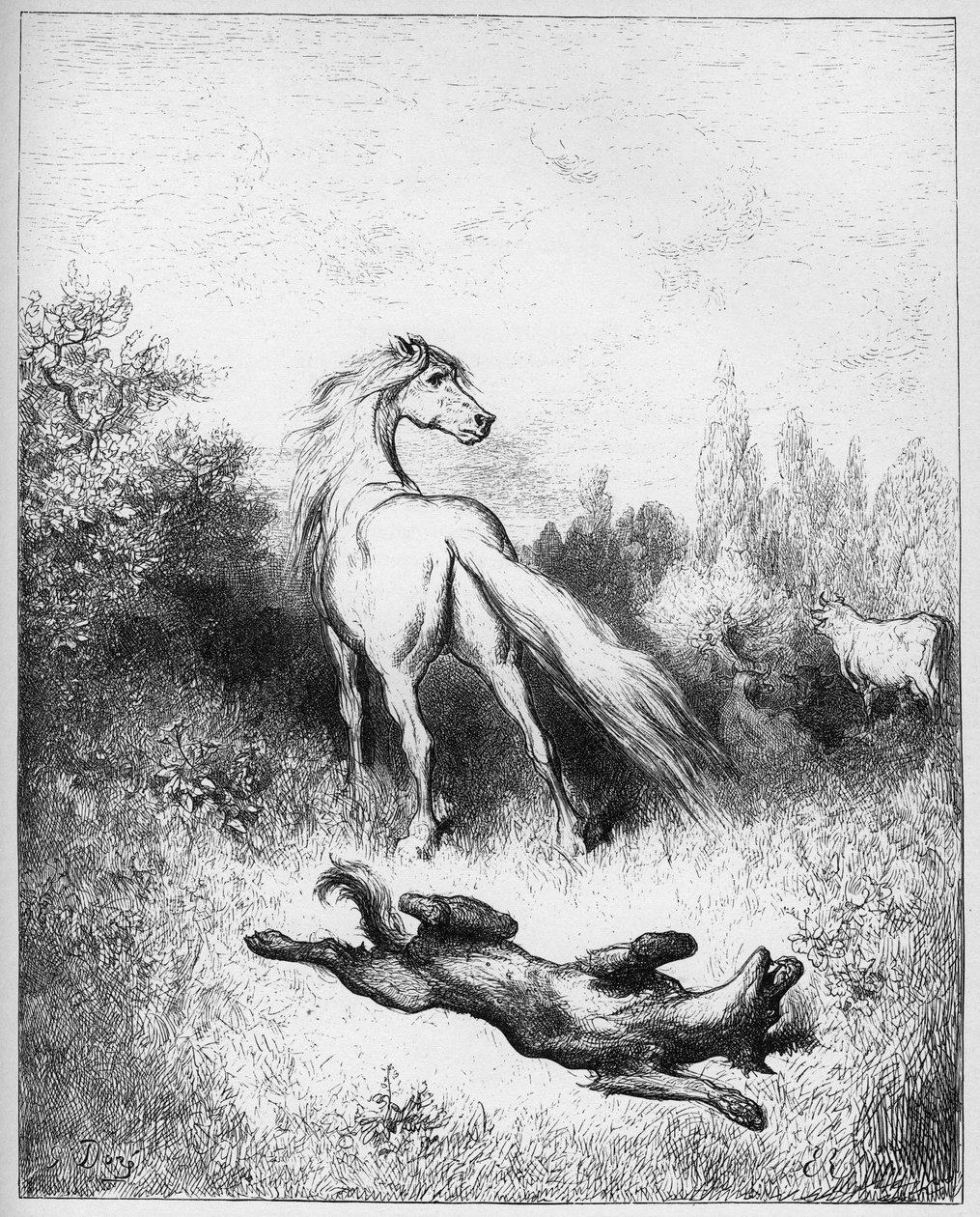 kůň a vlk - Kůň a vlk - z "Bajek" od Jean de La Fontaine od Gustave Dore