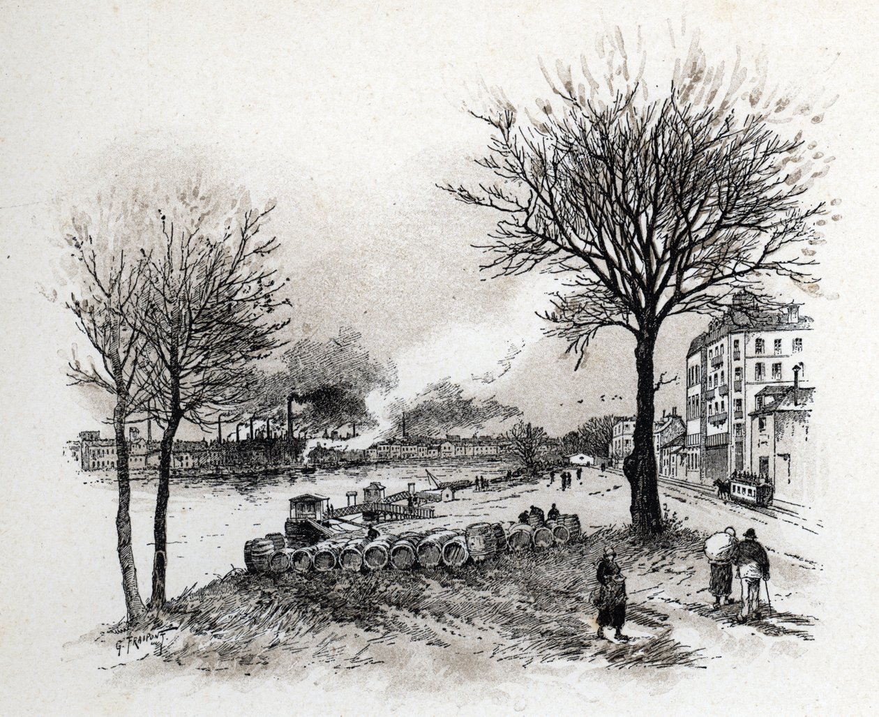 Pohled na Ivry sur Seine (Ivry-sur-Seine) Kresba Gustava Fraiponta (1849-1923) ze Saint-Juirs od Gustave Fraipont