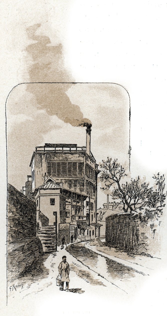 Pohled na řeku Bievre v Paříži Kresba Gustava Fraiponta (1849-1923) ze Saint-Juirs od Gustave Fraipont