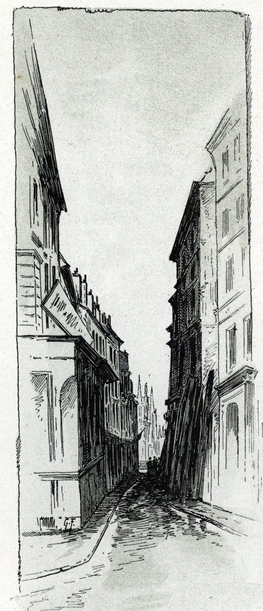 Pohled na ulici Hotel Colbert poblíž Maubertova náměstí v Paříži Kresba Gustava Fraiponta (1849-1923) ze Saint-Jurs od Gustave Fraipont
