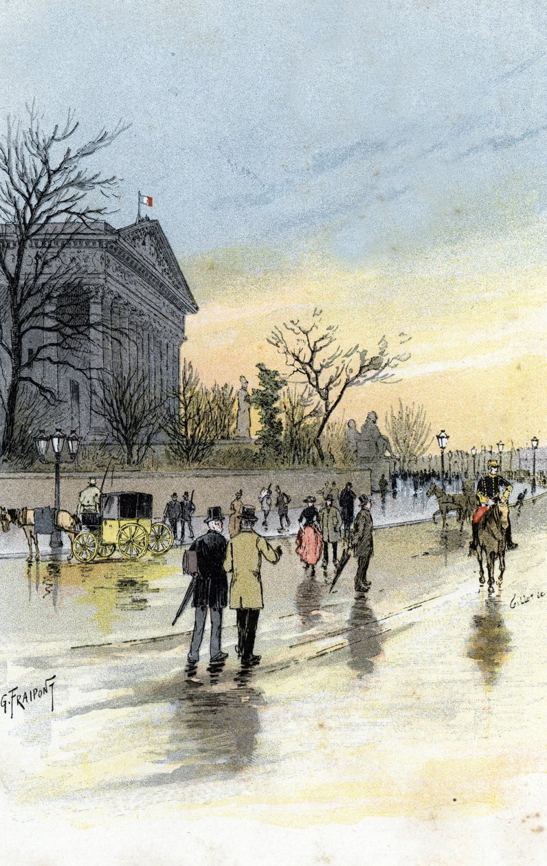 Pohled na Palais Bourbon, sídlo francouzského národního shromáždění, Paříž Kresba Gustava Fraiponta (1849-1923) ze Saint-Juirs od Gustave Fraipont