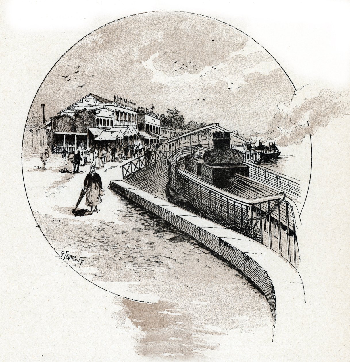 Pohled na čtvrť Point du Jour, Boulogne Billancourt (Pohled na čtvrť Point du Jour, Boulogne-Billancourt) Kresba Gustava Fraiponta (1849-1923) ze Saint-Juirs od Gustave Fraipont