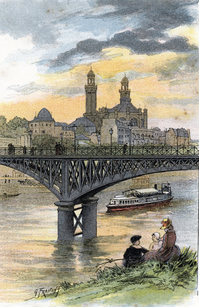 Pohled na lávku Passy (nyní most Bir Hakeim) v Paříži Kresba Gustava Fraiponta (1849-1923) ze Saint-Juirs od Gustave Fraipont