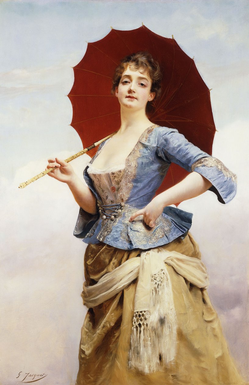 Dáma se slunečníkem, od Gustave Jacquet