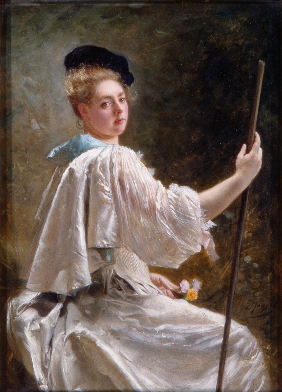 Dáma s holí, asi 1895 (olej na plátně) od Gustave Jacquet