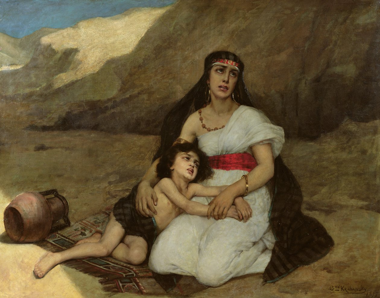 Arabská žena a její dítě, 1877 od Gustave Krabansky