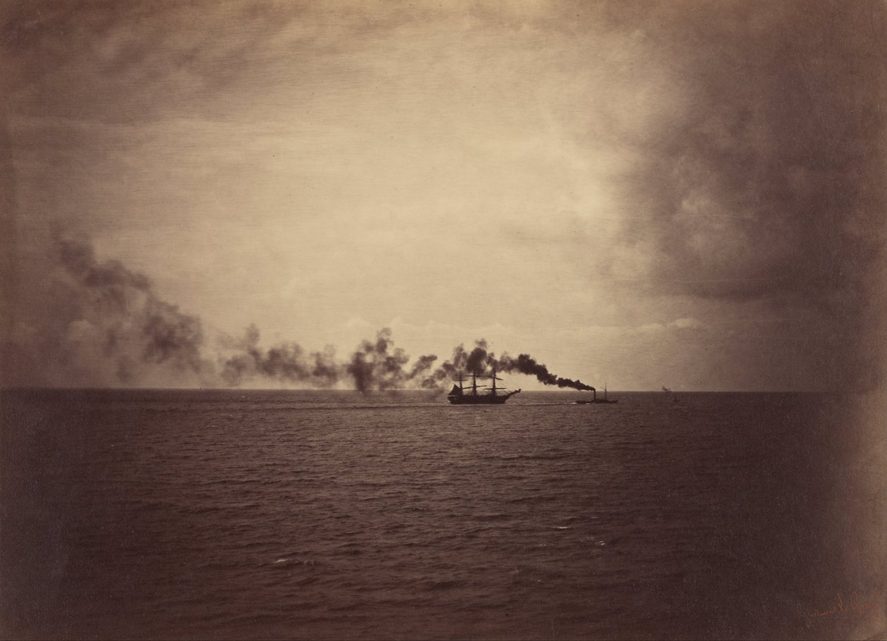 Mořská krajina s plachetnicí a remorkérem od Gustave Le Gray