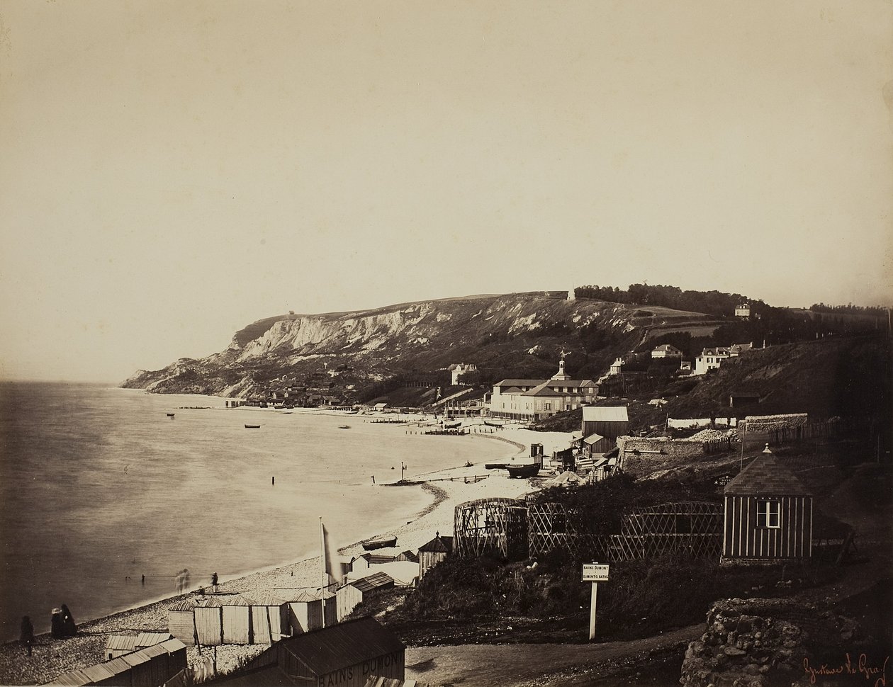 Pláž v Sainte-Adresse, s lázněmi Dumont, 1856-57 od Gustave Le Gray
