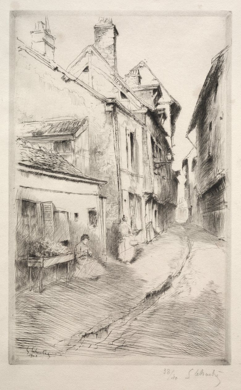 School Street v Troyes od Gustave Leheutre