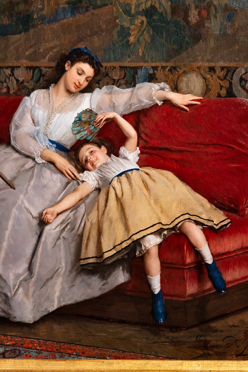 Radosti mateřství, detail od Gustave Léonard de Jonghe