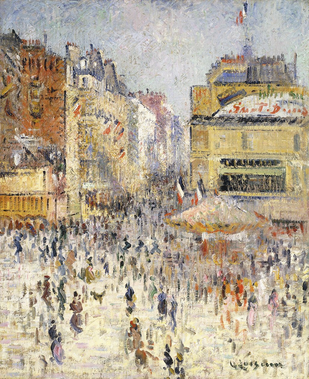 Den dobytí Bastily na Rue de Clignancourt, Paříž; Čtrnáctého července v Paříži, Rue de Clignancourt, od Gustave Loiseau