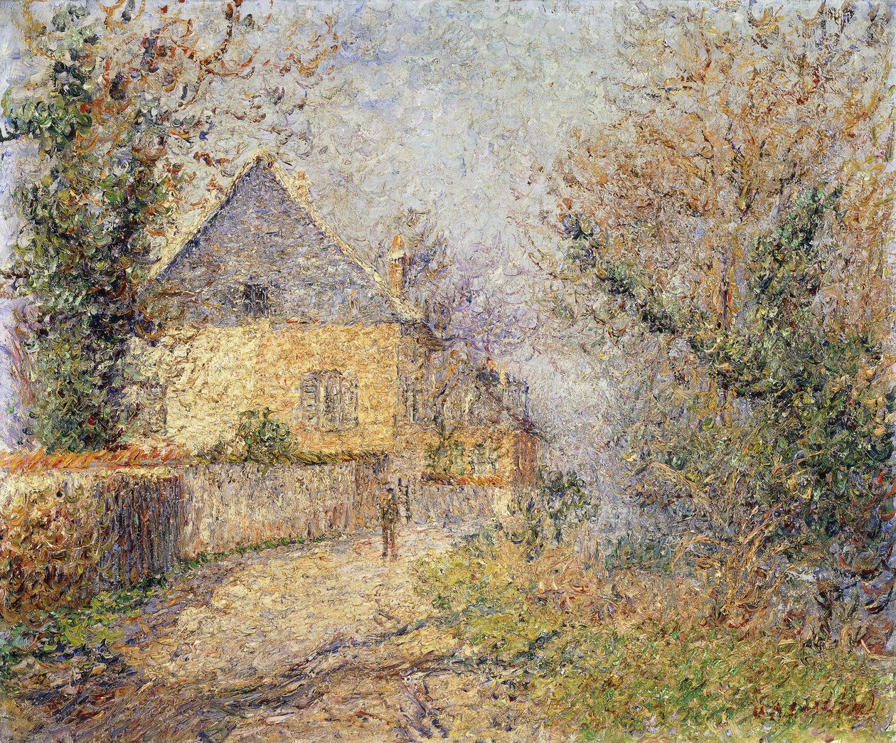 Domy na břehu L"Eure, Louviers; Maisons au Bord de L"Eure, Louviers, 1902 od Gustave Loiseau