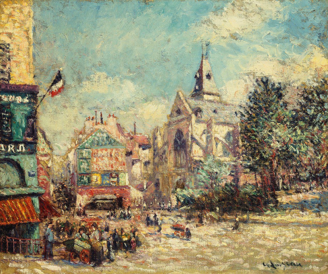 Kostel Saint Medard a Mouffetard Road v Paříži; Kostel Saint-Medard a Rue Mouffetard, Paříž, 1903 od Gustave Loiseau