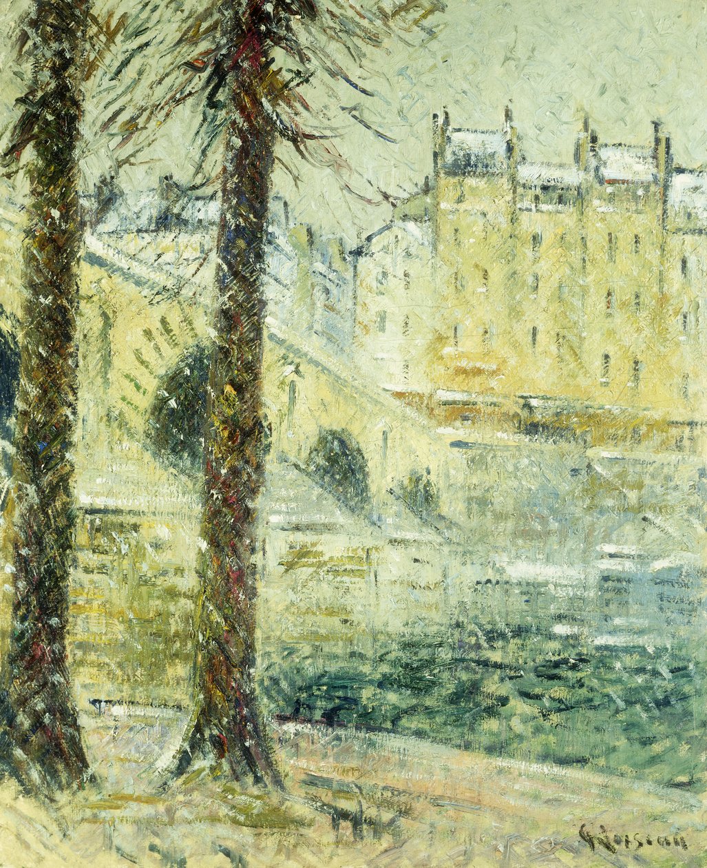Pont Marie ve sněhu; Pont Marie, Sněhový efekt, kolem roku 1926 od Gustave Loiseau