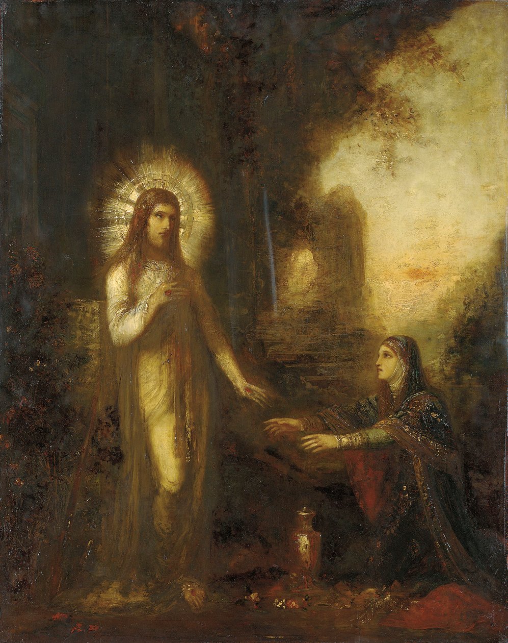 Kristus a Marie Magdalena (Noli Me Tangere) kolem roku 1889 (olej na desce) od Gustave Moreau