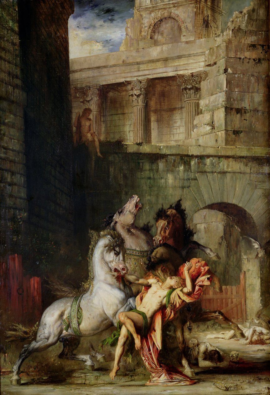 Diomedes Beeing by his Horses, 1865 od Gustave Moreau