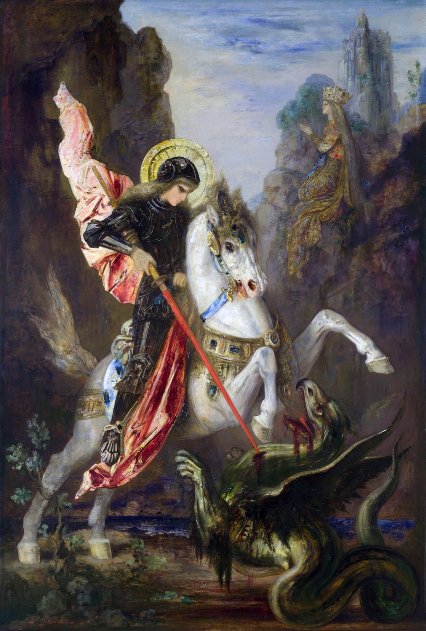 Francouzština:  Saint-Georges et le dragon Svatý Jiří a drak od Gustave Moreau