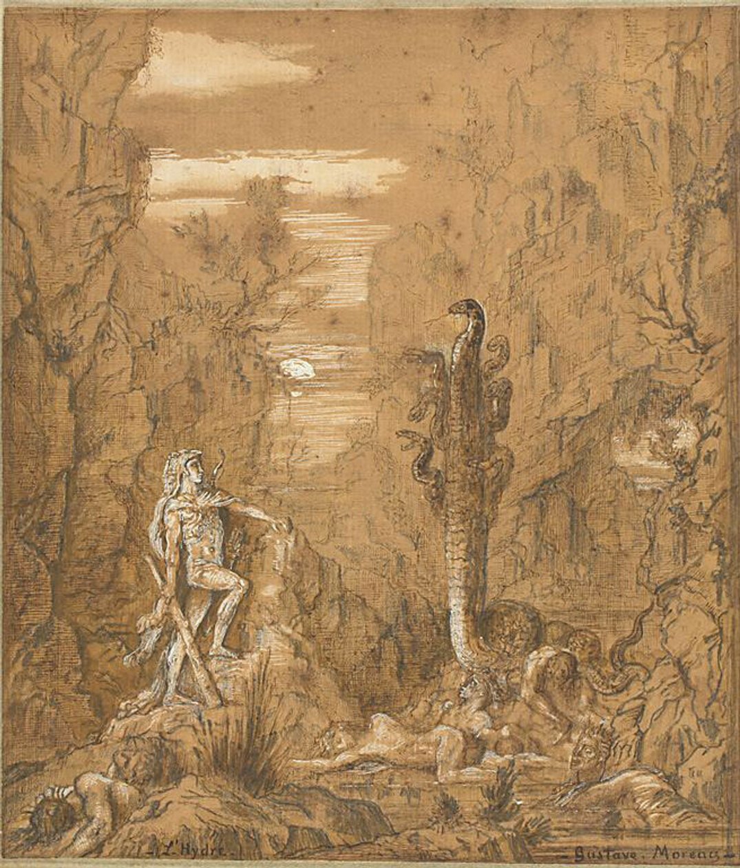 Herkules a lernská hydra od Gustave Moreau