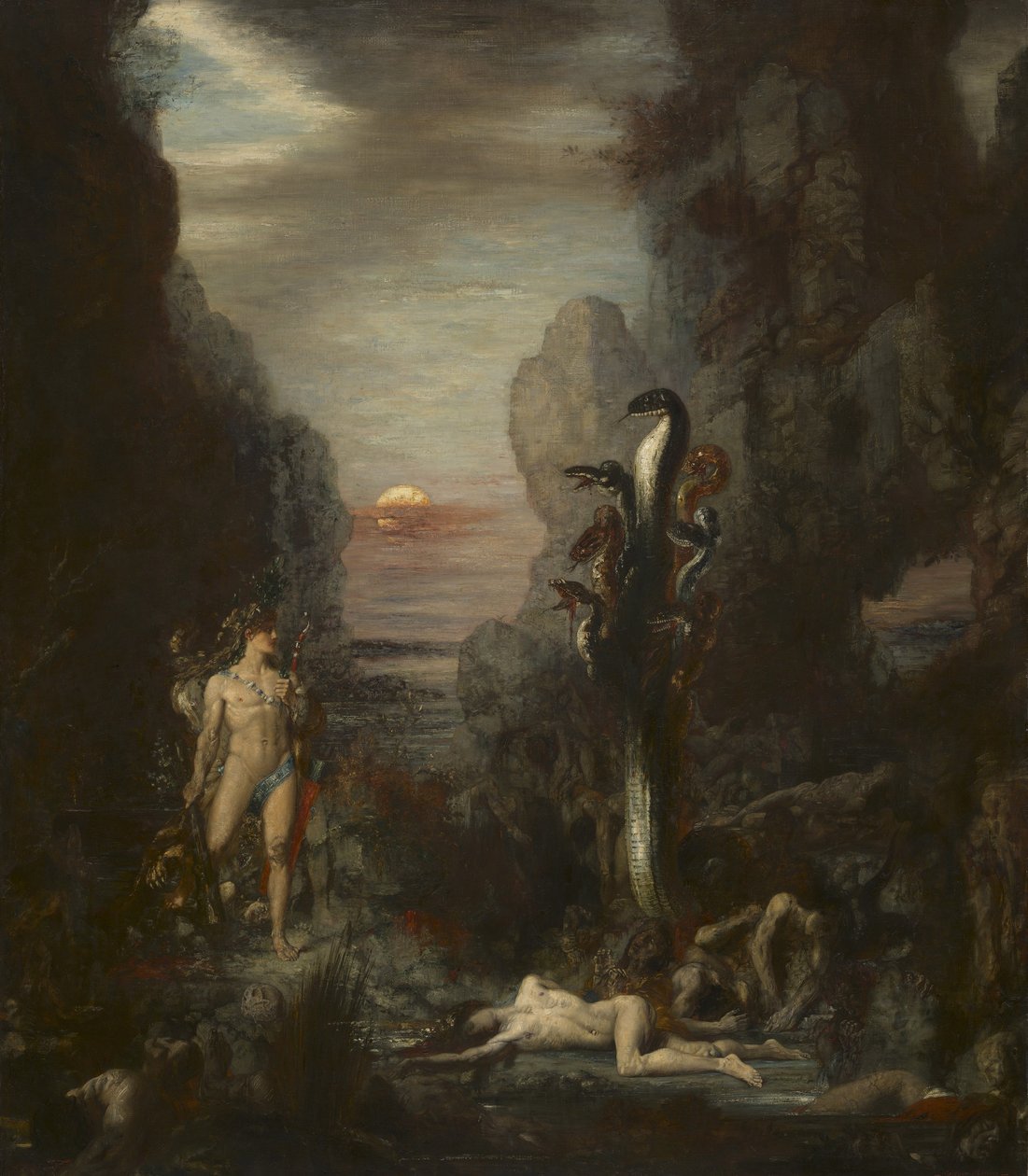 Herkules a lernajská hydra, 1875-76 od Gustave Moreau