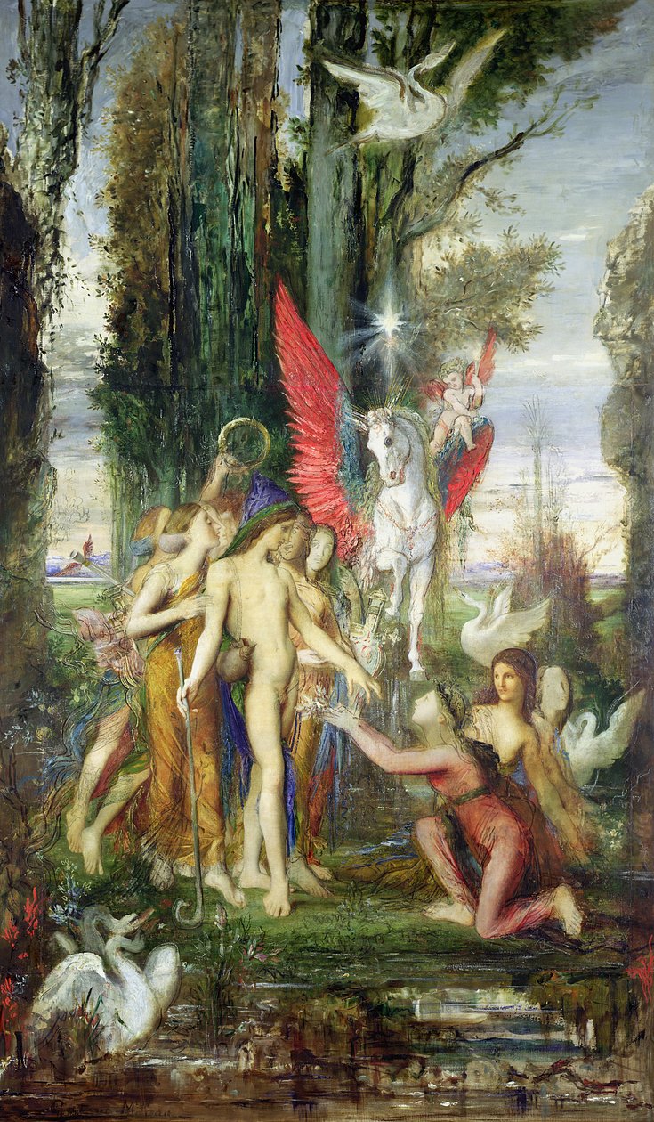 Hésiodos (kolem 700 př. n. l.) a Múzy od Gustave Moreau