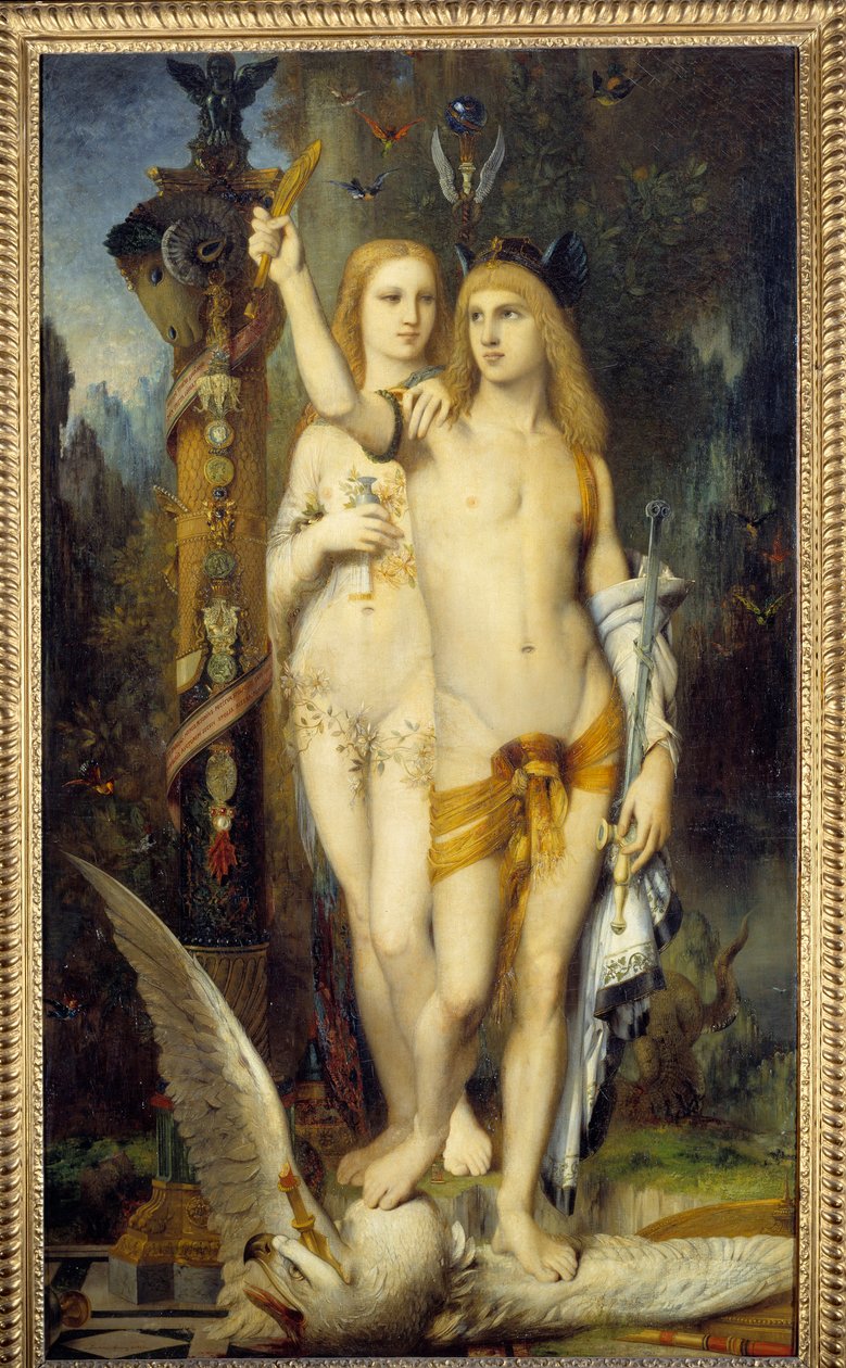 Obraz Jasona a Medee od Gustava Moreaua (1826-1898) 1865 Sun. 2,04x1,15 m Paříž, musee d