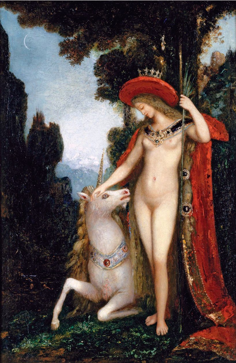 ""Jednorožec"" Obraz Gustava Moreaua (1826-1898) 1885 Rozměr 50x34 cm Soukromá sbírka od Gustave Moreau
