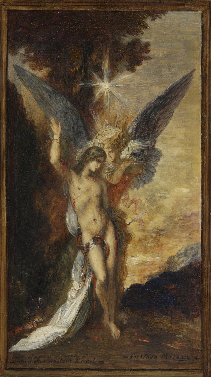 Moreau - Svatý Šebestián a anděl, kolem roku 1876 od Gustave Moreau