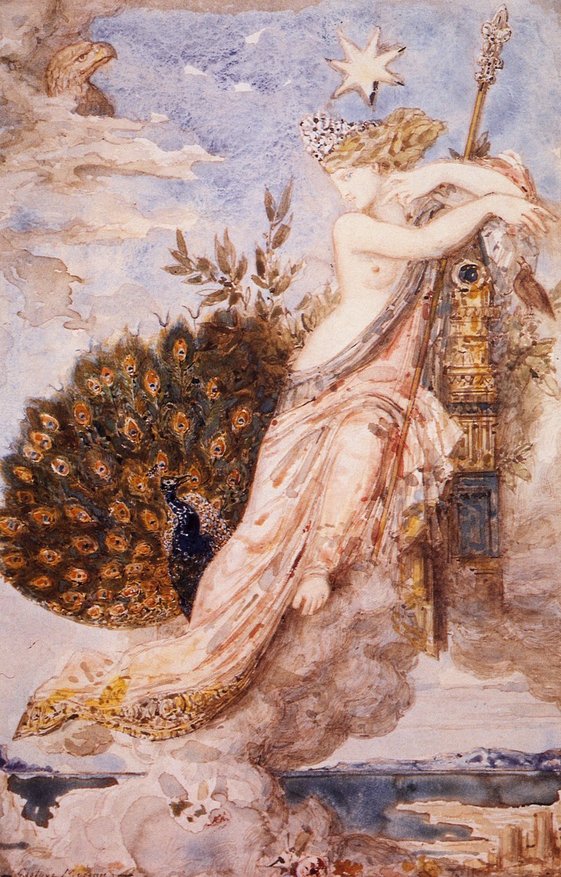 Peacock si stěžuje Juno, Gustave Moreau (1826-1898) od Gustave Moreau