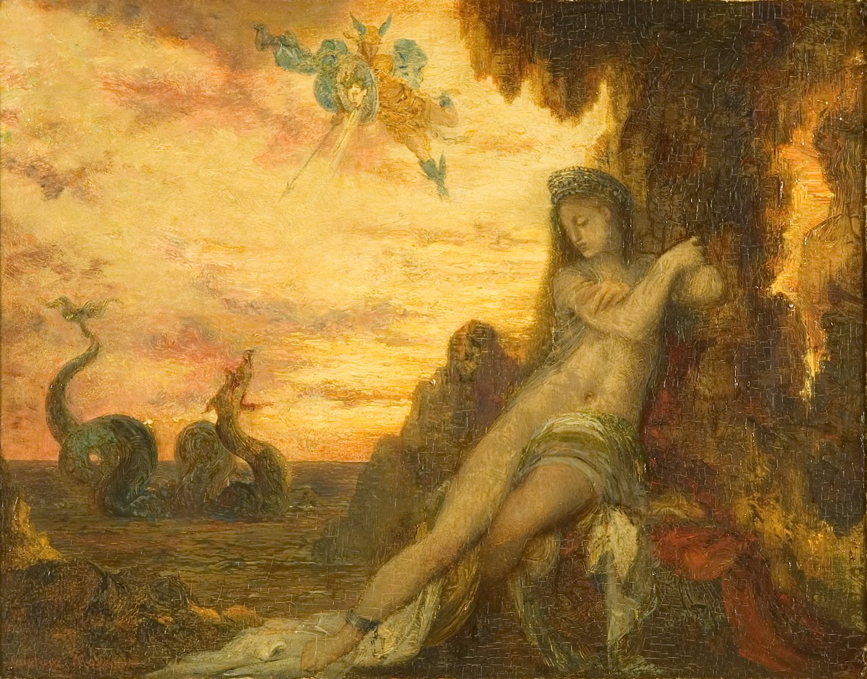 Perseus a Andromeda, kolem roku 1870 (olej na panelu) od Gustave Moreau