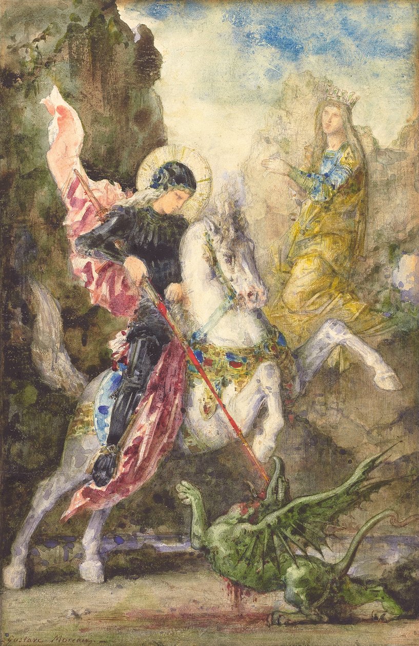 Svatý Jiří a drak, 1869 od Gustave Moreau